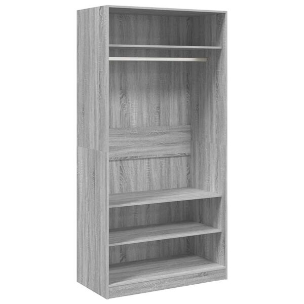 vidaXL Garderobe gr&aring; sonoma 100x50x200 cm konstruert tre