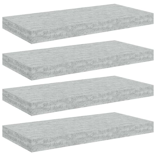 vidaXL Flytende vegghyller 4 stk betonggr&aring; 50x23x3,8 cm MDF