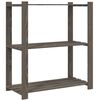 vidaXL Oppbevaringshylle 3 etasjer gr&aring; 80x38x90 cm heltre furu