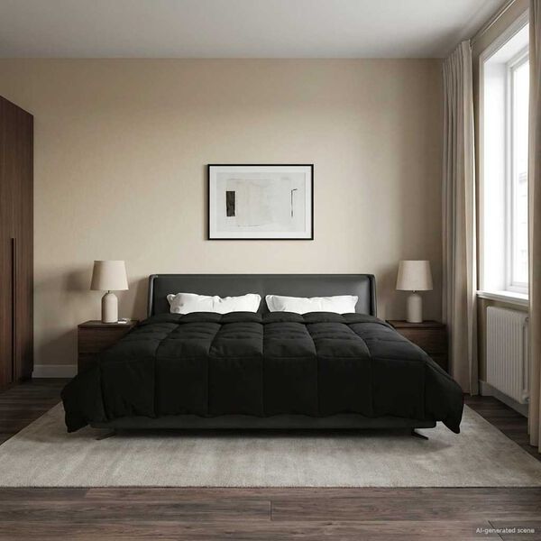 vidaXL Vinter Dynen Quilted Svart 200 x 200 cm Mikrofiber