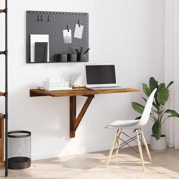 vidaXL Sammenleggbart veggbord røkt eik 100x60x56 cm konstruert tre