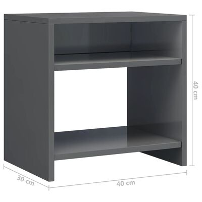 vidaXL Nattbord høyglans grå 40x30x40 cm konstruert tre