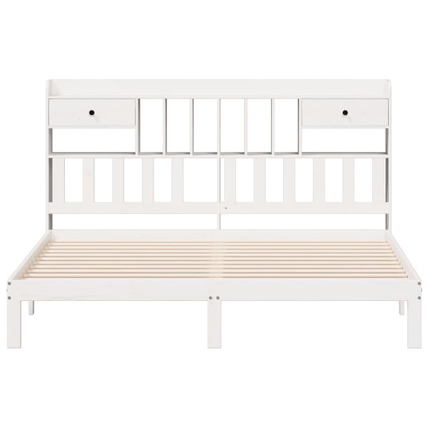 vidaXL Seng med bokhylle uten madrass hvit 180x200 cm heltre furu