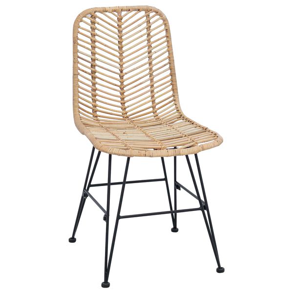 vidaXL Spisestuestol 2 pcs Naturlig 44,5 x 55 x 85 cm Rattan og Jern