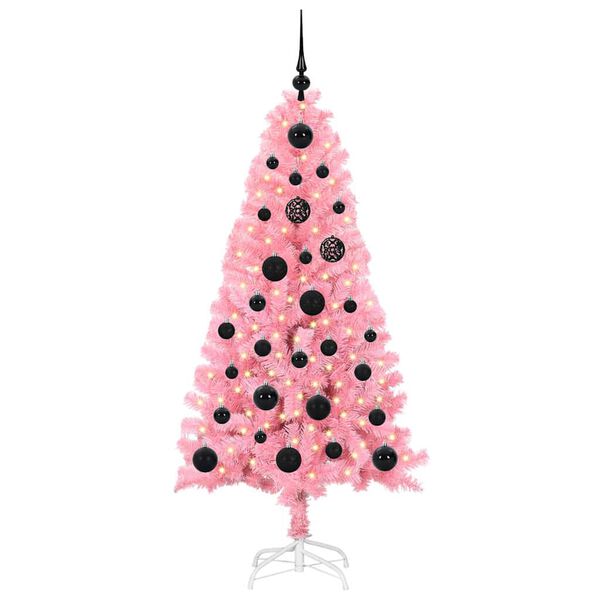 vidaXL Juletre med 150 LED med stativ Rosa 150 cm PVC