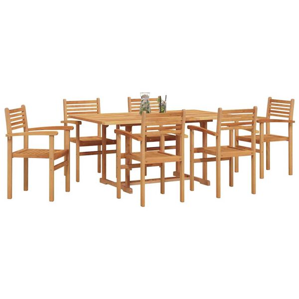 vidaXL Hage Spisegruppe 7 pcs Naturlig Solid teaktre