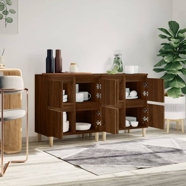 vidaXL Skjenker 2 stk brun eik 60x35x70 cm konstruert tre