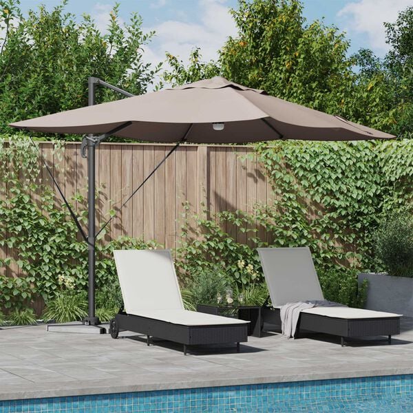 vidaXL Kipp Roma Parasol Gråbrun og Svart 352 x 251 x 265 cm