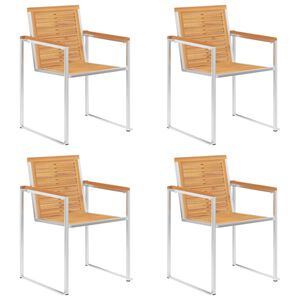 vidaXL Hagestoler 4 stk heltre teak og rustfritt stål