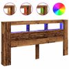 vidaXL Sengegavl med LED gammelt tre 200x18,5x103,5 cm konstruert tre
