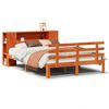 vidaXL Seng med bokhylle uten madrass voksbrun 140x190 cm heltre furu