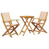 vidaXL Bistrosett 3 deler beige stoff og heltre
