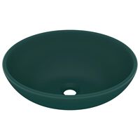 vidaXL Luksuriøs servant ovalformet matt mørkegrønn 40x33 cm keramisk