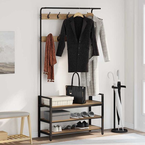 vidaXL Kleshenger Artisan Eik 95 x 34 x 184 cm Konstruert tre