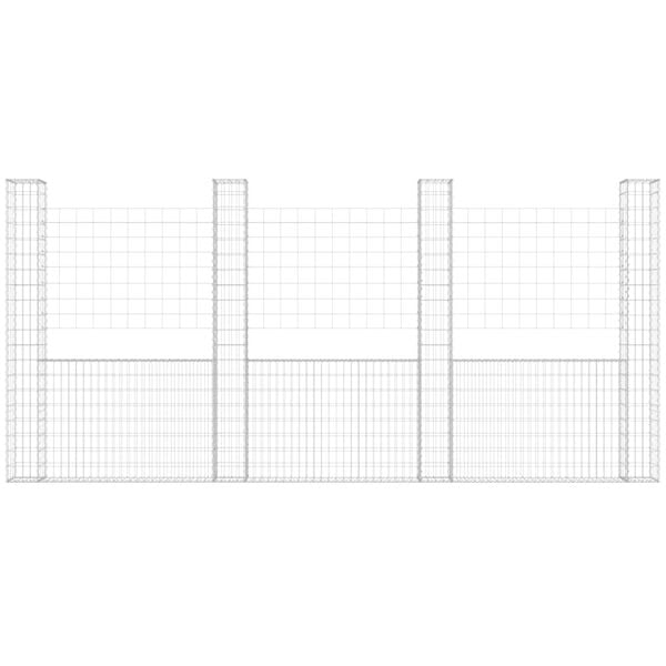 vidaXL Gabionkurv u-formet med 5 stolper jern 500x20x200 cm