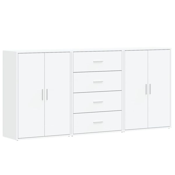 vidaXL Skjenker 3 stk hvit 60x31x84 cm konstruert tre