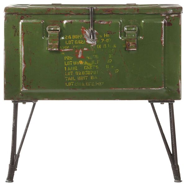 vidaXL Oppbevaringskiste milit&aelig;r stil 68x24x66 cm jern