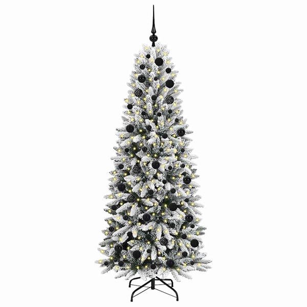 vidaXL Kunstig juletre med 300 LED Hvit 180 cm PVC, plast, st&aring;l og PE