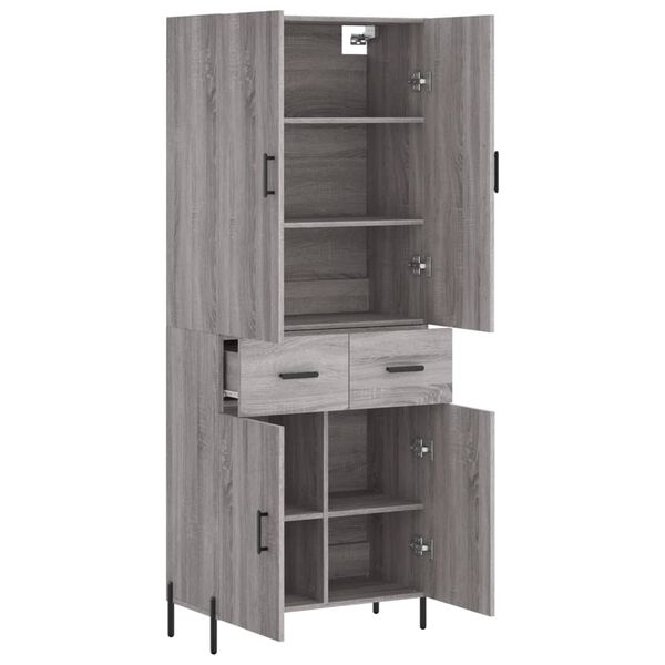 vidaXL Highboard gr&aring; sonoma 69,5x34x180 cm konstruert tre