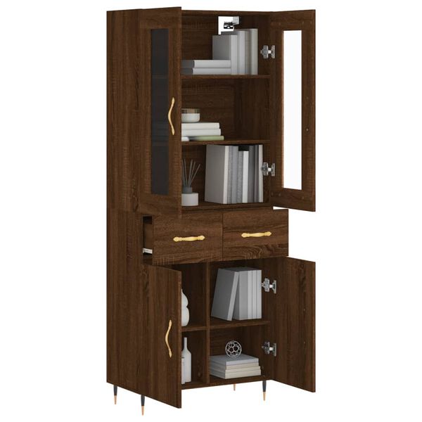 vidaXL Highboard brun eik 69,5x34x180 cm konstruert tre