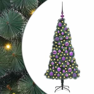 vidaXL Kunstig Opplyst Juletre med Kule Sett gr&oslash;nn 120 cm PET