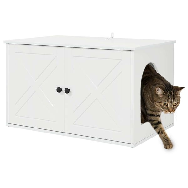 vidaXL Katt Hus Glanset Hvit 85 x 55 x 50 cm Konstruert tre