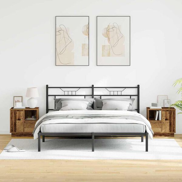 vidaXL Nattbordskap med skuff 2 pcs Gammelt tre 50 x 34,5 x 50 cm.