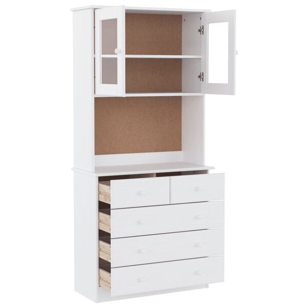 vidaXL Highboard ALTA hvit 77x35x165 cm heltre furu