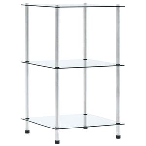 vidaXL Hylle 3 etasjer gjennomsiktig 40x40x67 cm herdet glass