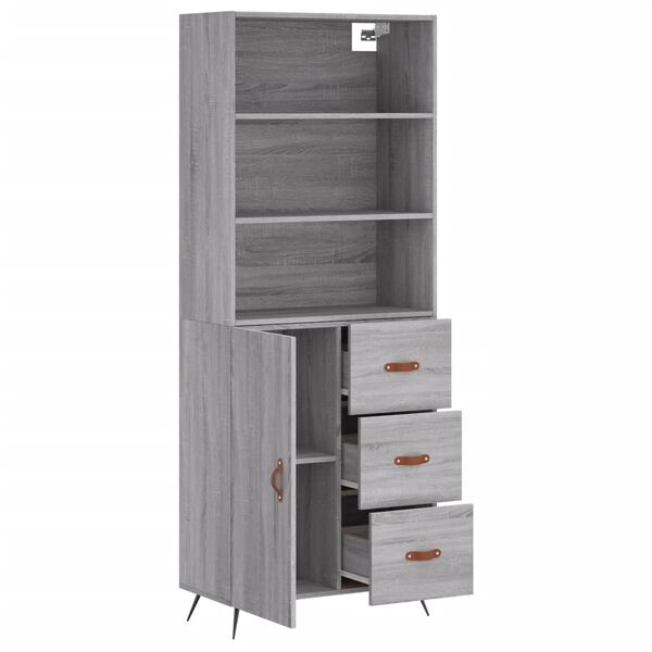 vidaXL Highboard gr&aring; sonoma 69,5x34x180 cm konstruert tre