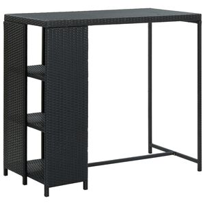 vidaXL Barbord med oppbevaringsstativ svart 120x60x110 cm polyrotting