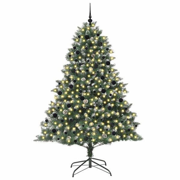 vidaXL Kunstig juletre med 300 LED gr&oslash;nn 240 cm PVC og plast og st&aring;l