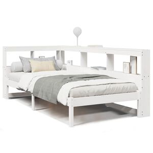 vidaXL Seng med bokhylle uten madrass hvit 75x190 cm heltre furu
