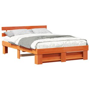 vidaXL Sengestamme med hodegjerde Vokset Brun 160 x 200 cm Massiv furu