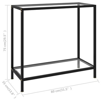 vidaXL Konsollbord gjennomsiktig 80x35x75 cm herdet glass