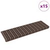vidaXL Selvlimende trappematter Stripete 15 pcs Brun 65 x 21 x 4 cm