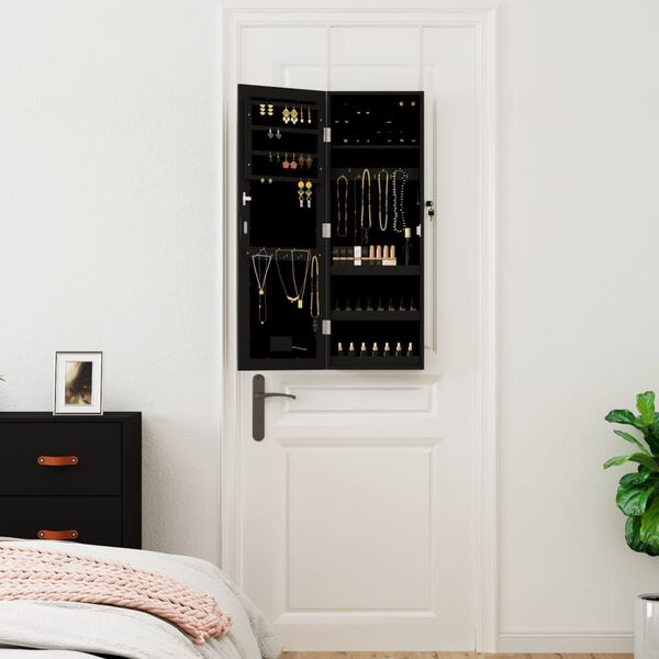 vidaXL Speilskap med LED-lys veggmontert svart