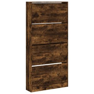 vidaXL Skoskap med 4 vippeskuffer r&oslash;kt eik 80x21x163,5 cm