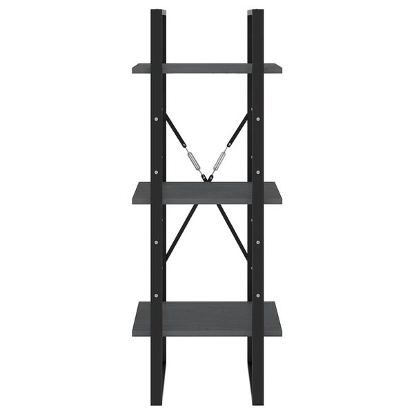 vidaXL Bokhylle 3 nivåer grå 40x30x105 cm heltre furu