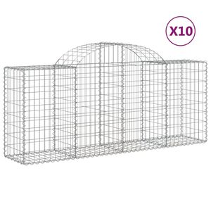 vidaXL Gabionkurver buede 10 stk 200x50x80/100 cm galvanisert jern