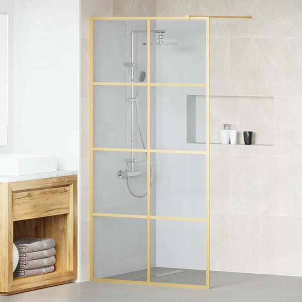vidaXL Walk-in Dusjvegg Gull 100 x 195 cm herdet glass