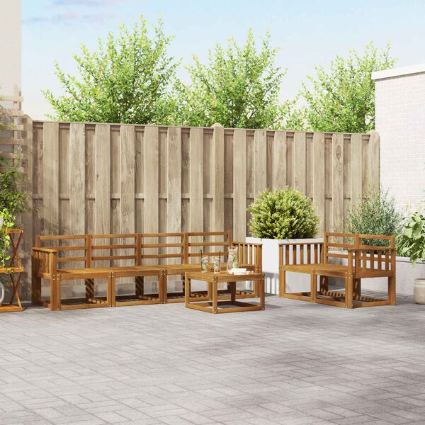 vidaXL Utend&oslash;rs sofa-sett 7 pcs Naturlig Solid akasietre