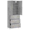 vidaXL Highboard betonggr&aring; 69,5x34x180 cm konstruert tre