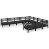 vidaXL Hagesofagruppe 10 deler svart heltre furu