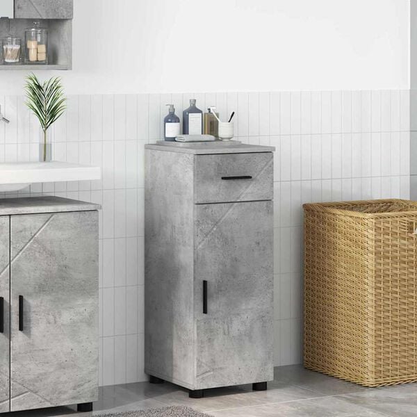 vidaXL Baderomsskap Betonggr&aring; 30 x 35 x 80 cm Konstruert tre & Metall