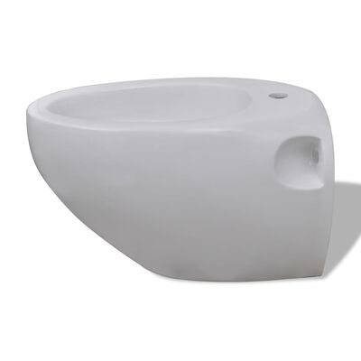 Veggmontert bidet -og toalettsett hvit keramikk
