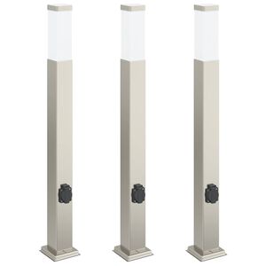 vidaXL Pullertlamper med stikkontakt 3 stk 80 cm rustfritt st&aring;l IP44
