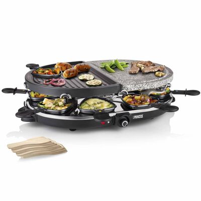 Princess Oval raclettegrill med 8 panner stein 1200 W 162710