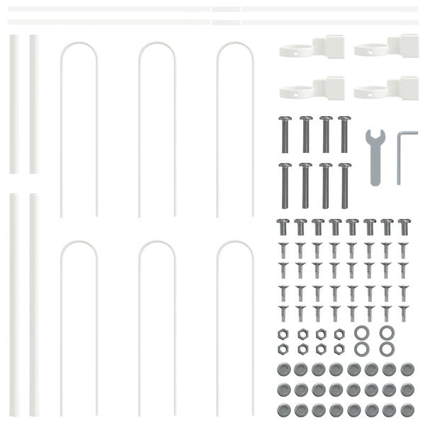 vidaXL Hage Hegning Hvit 1.7 x 0.8 m Pulverlakkert stål