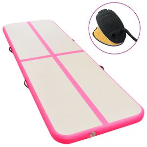vidaXL Oppbl&aring;sbar gymnastikkmatte med pumpe 300x100x10 cm PVC rosa